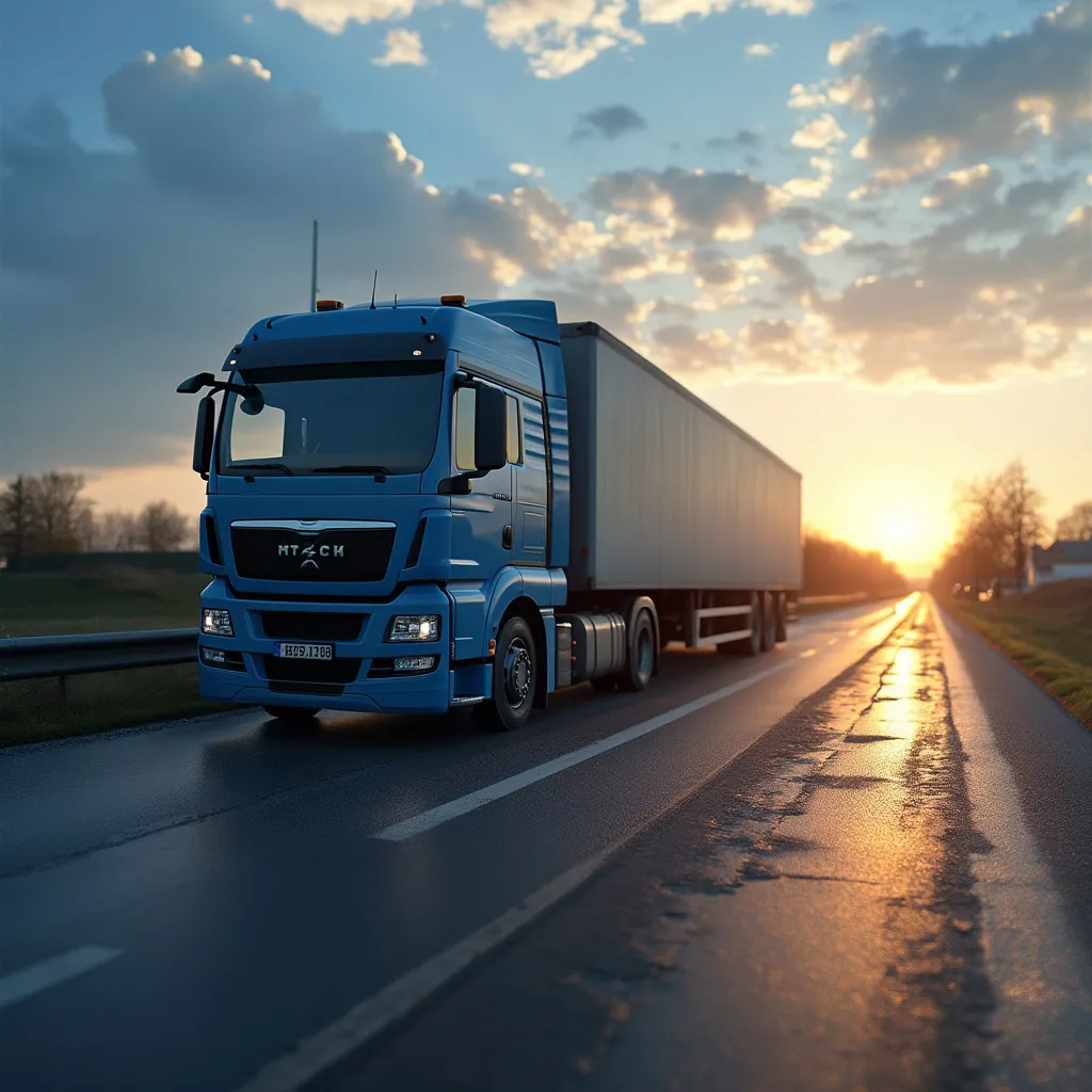 Landkarte von Europa mit LKW-Route